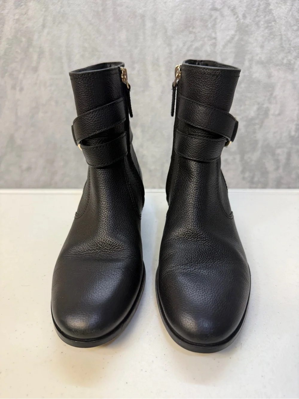 Tory Burch Gemini Link Ankle Boots Size 7 Black Leather Gold